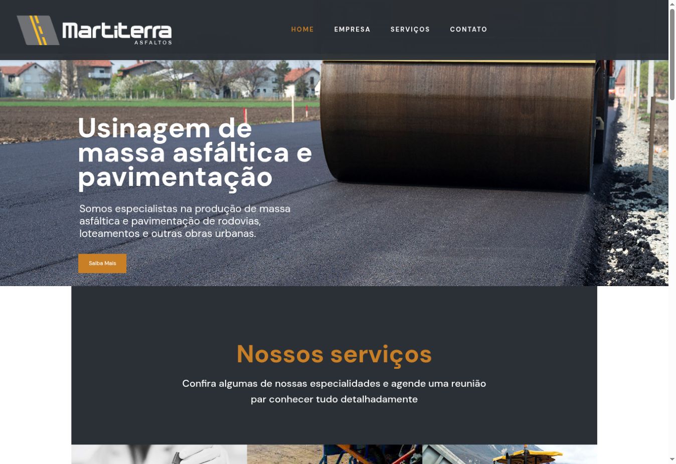 Página inicial de Martiterra Asfaltos